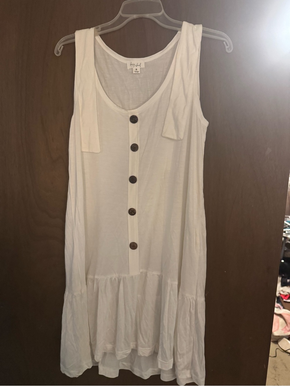 Unknown Brand White Sleeveless Button-Front Midi Dress